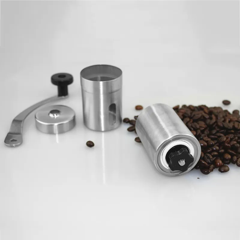 Portable Manual Coffee Grinder Mini Stainless Steel Hand Handmade Coffee Bean Burr Grinders Mill Home Travel Kitchen Tool Accessories HY0308