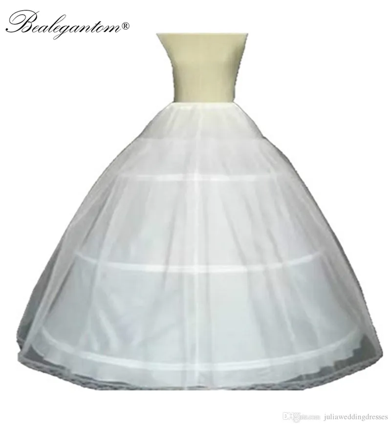 Een -line-baljurk 3 hoepels Witte underskirt bruids petticoat met kanten rand bruiloft crinoline 20216