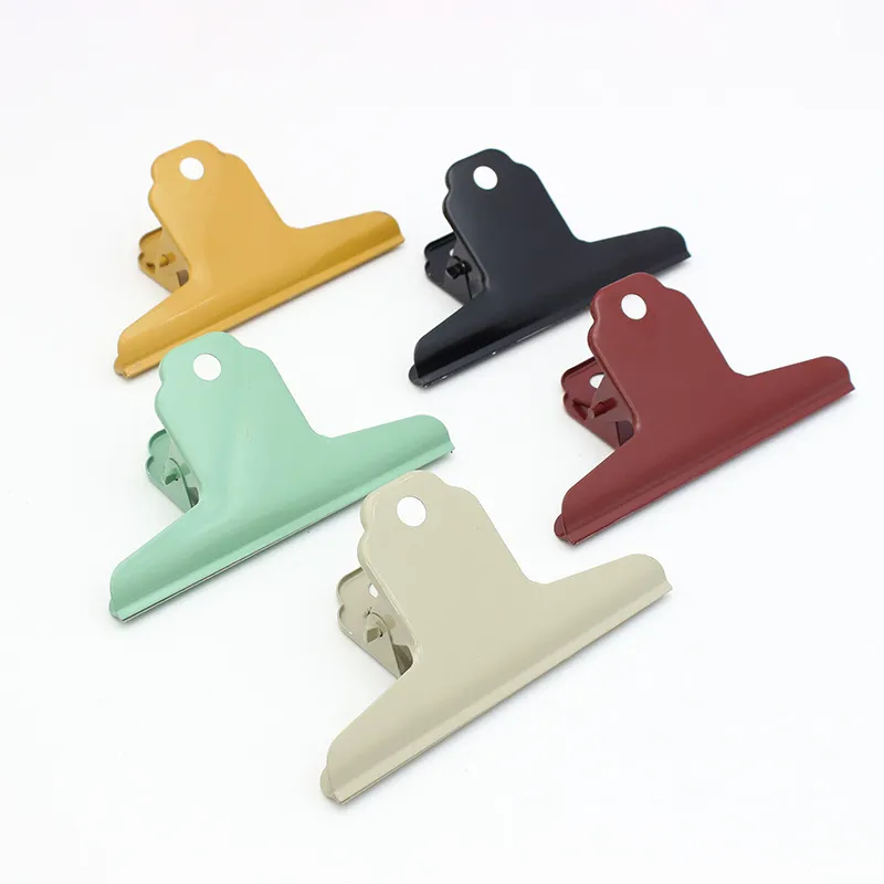 Stainless Steel Paper File Clips Colorful Large Metal Bull File Binder Clamps Stationery Office Supplies