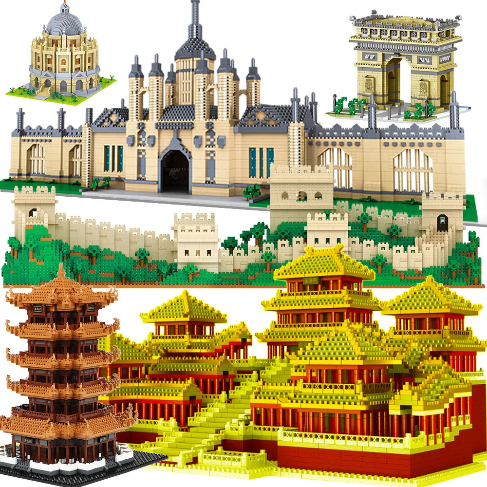 Mini Micro Blok Oxford Taj Mahal Diamond Building Great Wall China Architecture University Cambridge London Parijs Eiffeltoren Q1126