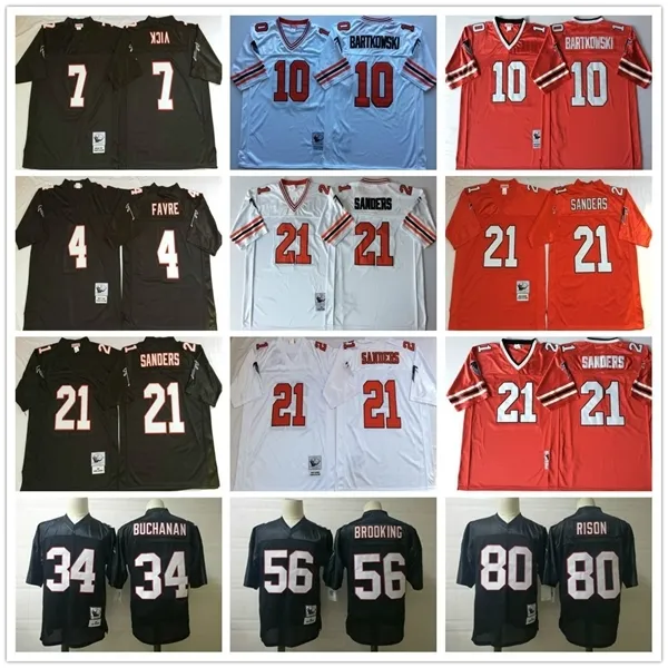 Jersey Vintage Atlanta #21 Deion Sanders Falcon Brett Favre 7 Michael Vick 10 Bartkowski 56 Brooking 80 Rison Buchanan 32 Anderson Jersey