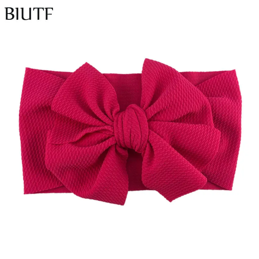 20pcs / lot Boutique Large Waffle Bandeau avec 6 '' Bow Bandeau réglable Enfants Oreille Turban Gros Accessoires de cheveux HB104 LJ201226