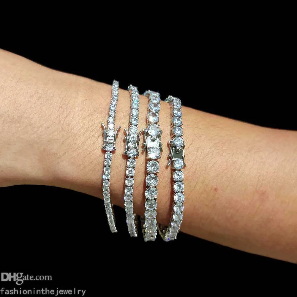 Tennis Bracelet Designer Bijoux De Luxe Or Platine Diamant Hommes Cadeau De Fête 3 4 5 6 mm 7 8 Pouces Bracelets De Mode Pour Femmes Bijoux En Gros Adulte Bracelet En Vrac