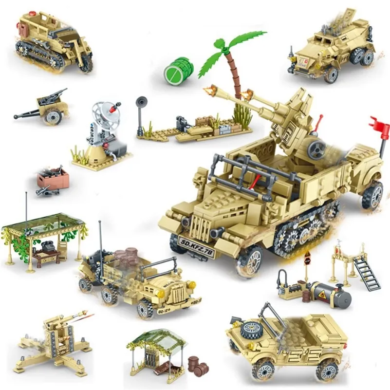 Klasik Zırhlı Araçlar Kamyon Modeli Ordu Askeri Uyumlu Askeri Tank Modeli Yapı Taşları Çocuk Oyuncakları LJ200928