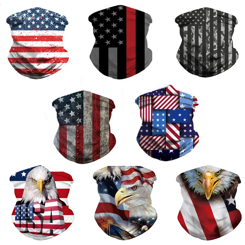 US Flag Scarf 3D Maski Party Dekoracja Dla Mężczyzn Kobiety Szaliki Pałąk Głowy Sporty Głowicy Szaliki Zmywalne Ochronna Outdoor Face Maska