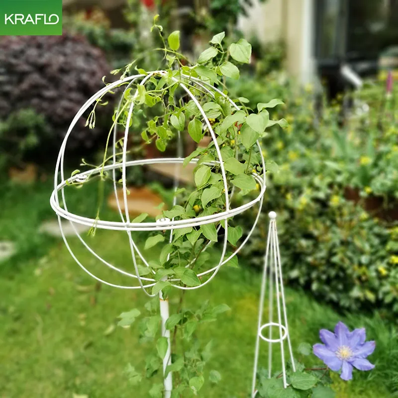 Kraflo Plant Ondersteuning Hekelen Decoratief metalen Lolly -klimframe Rose Windmolen Jasmijn Clematis Blauwe sneeuwvlokbeugel Smeedijzeren bolvormige bloemstandaard