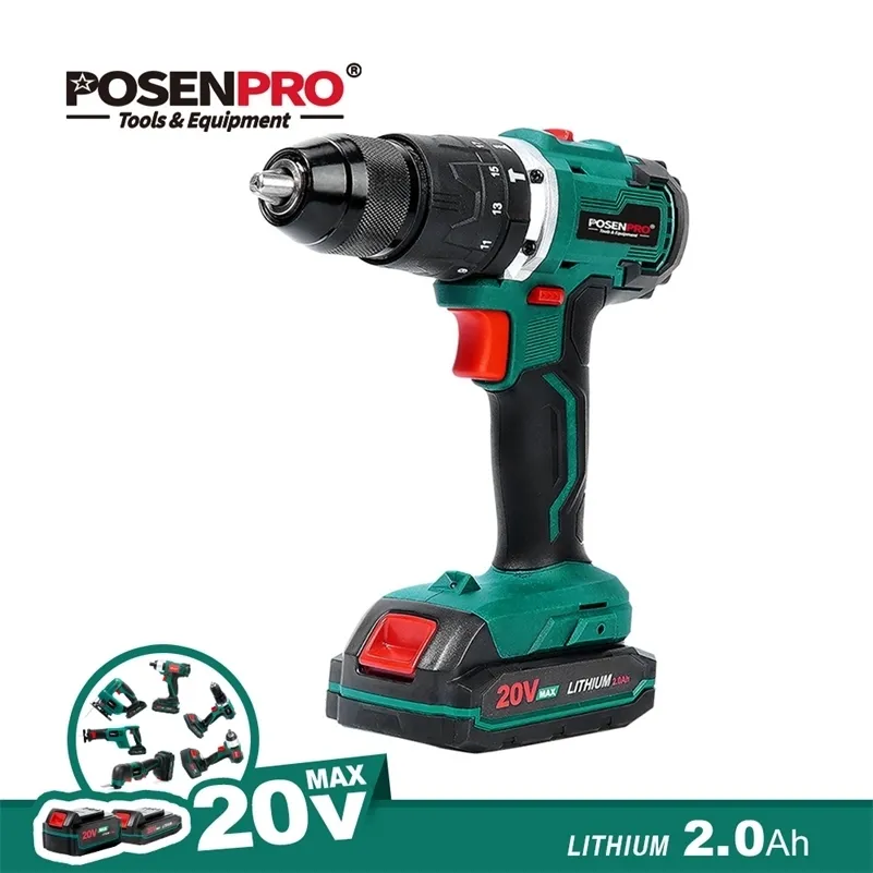 POSENPROブラシレス電動ドライバー20V 50N.Mコードレスリチウム電池13mmキーレスハンマードリル201225