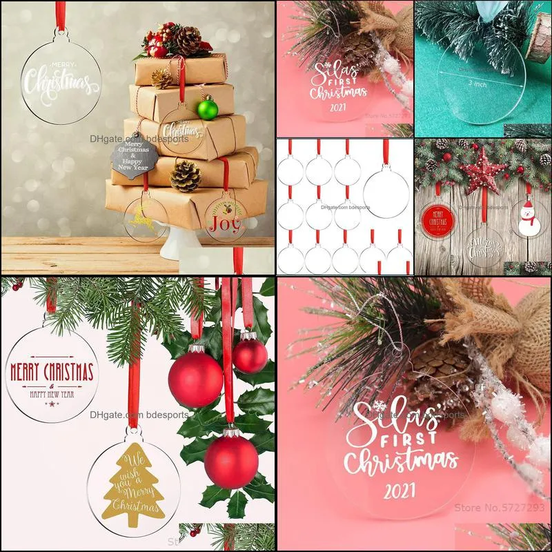 Christmas Decorations Blank Round Shape Acrylic Tree Decoration For Home DIY Tag Without Ribbon