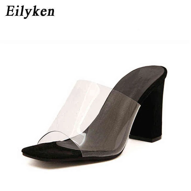 Pantoufles Eilyken été mode femme sandales peu profonde Rome bouche femme décontracté talon carré dames chaussures épaisses blanc noir taille 40220308