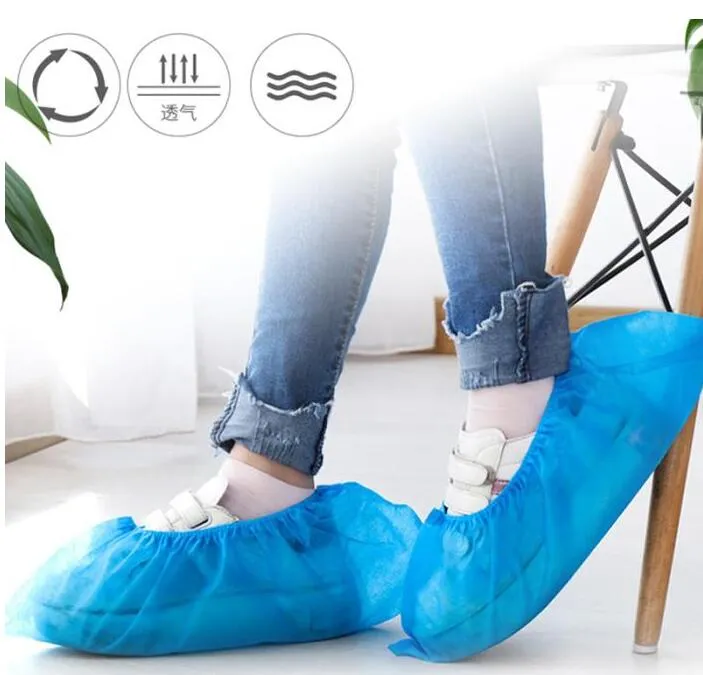 100 Pcs Disposable Shoe Covers Indoor Cleaning Floor Non-Woven Fabric Overshoes Boot Non-slip Odor-proof Galosh Prevent Wet Shoes Covers2021