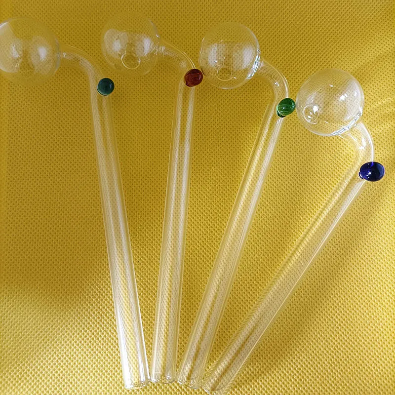 Tuyau de brûleur à mazout en verre Pyrex clair Bent Hookah Tuyaux de poignée de fumer colorés Bong Nail Dab Rig