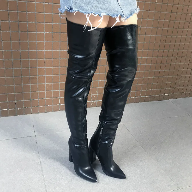 Over the knee boots block heel hot sale