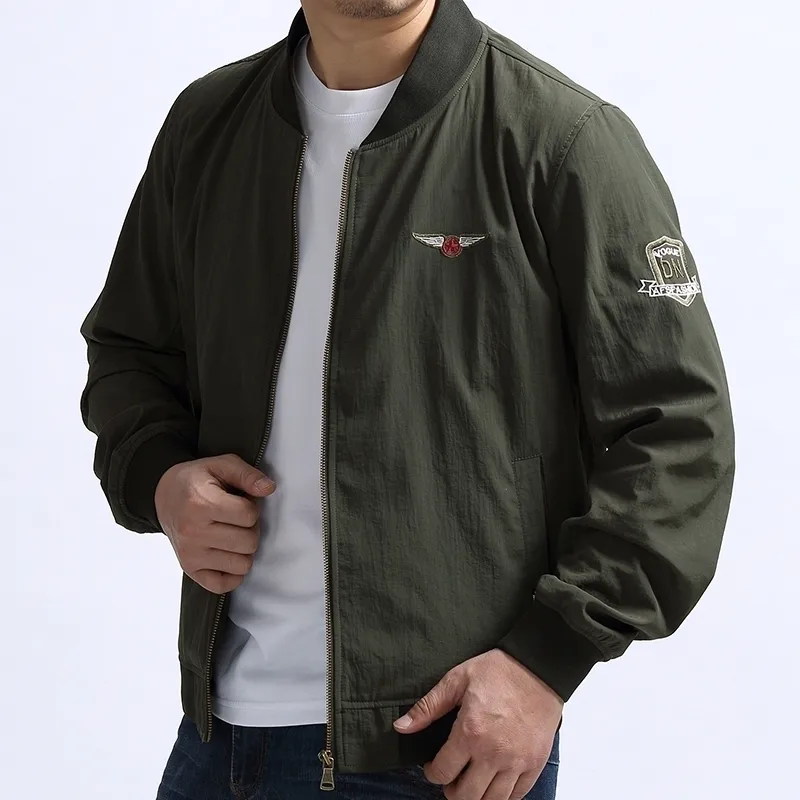 Легкая мужская куртка осень дышащая верхняя одежда военная портативная ветровка армии зеленый бомбардировщик тактическая куртка 5XL плюс размер 201123