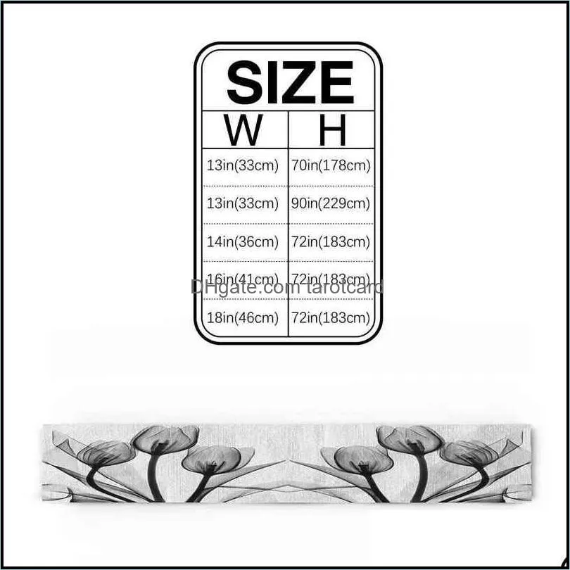 Tulip Flower Black And White Silhouette Table Runner Linen Cotton Table Flag Modern Party Wedding Decor Dinning Table Runners 220107