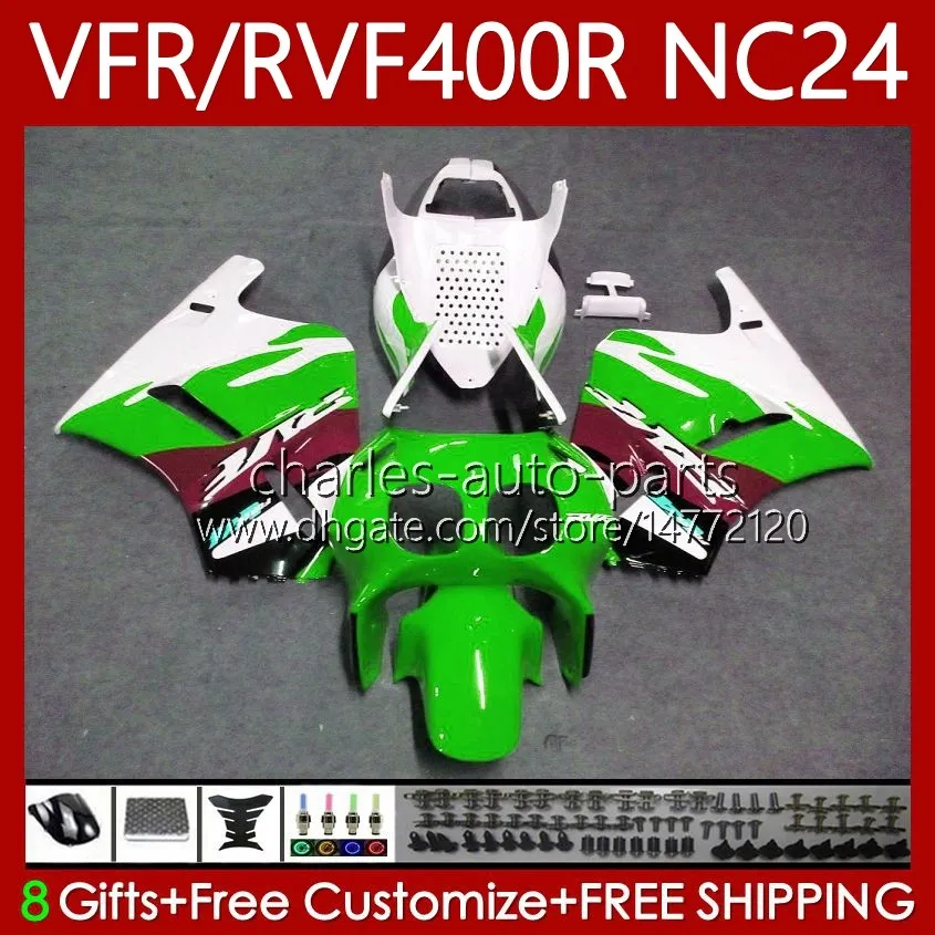 ホンダRVF用フェアリングキットVFR 400 VFR 400 RR 87-88 BODY 78NO.141 VFR400R RVF400R NC24 V4 RVF400 R 1987 1988 VFR 400R VFR400RR 87 88オートバイボディワークホワイトグリーン