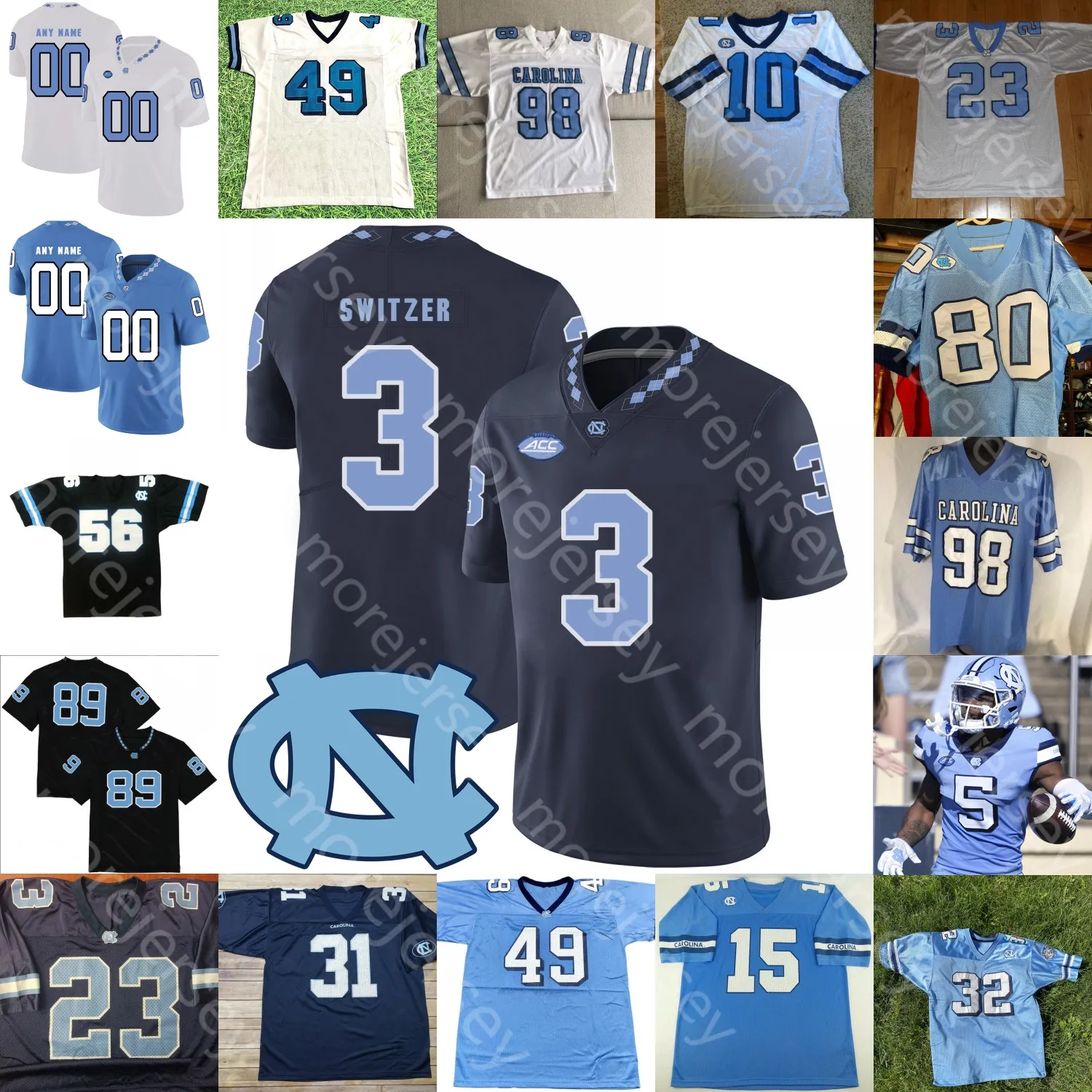 Custom North Carolina Football Jerseys NCAA College... From 