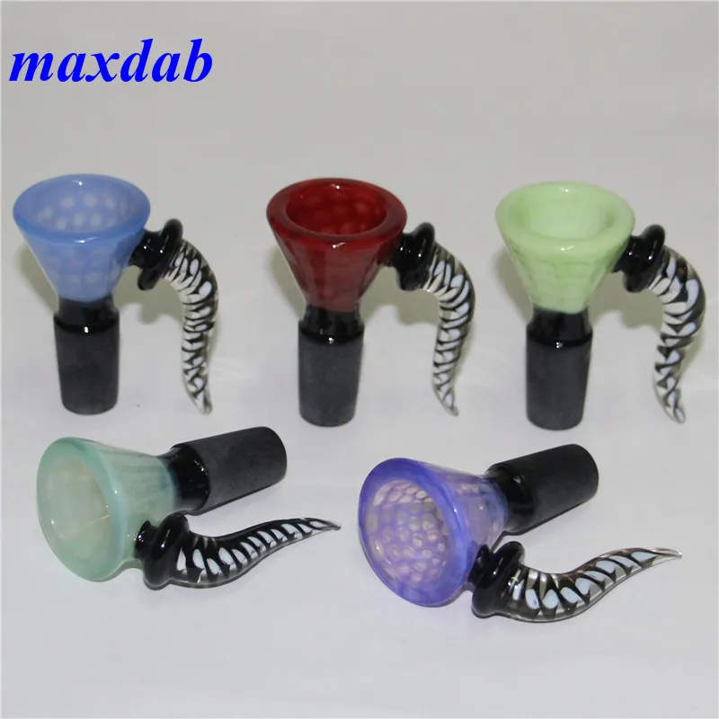 Hookah Glass Bowl Tobacco Smoking Accessories 10mm 14mm 18mm Male Joint Heady Bowls with Handle for Silicone bong Water Pipe dab rig ash catcher