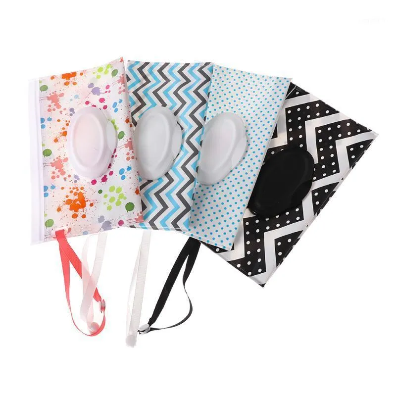 1pc Snap Strap Polyester Clamshell Wet Wipes Bag Servett Storage Box Wipes Case Kvinnor Kosmetiska Påse Hem Rengöringsmedel1