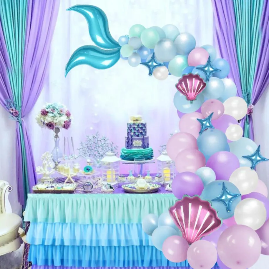 87Pcs Mermaid Balloon Arch Set Mermaid Tail Balloons Little Mermaids Decorations Supplies Wedding Girl Birthday Party Decor