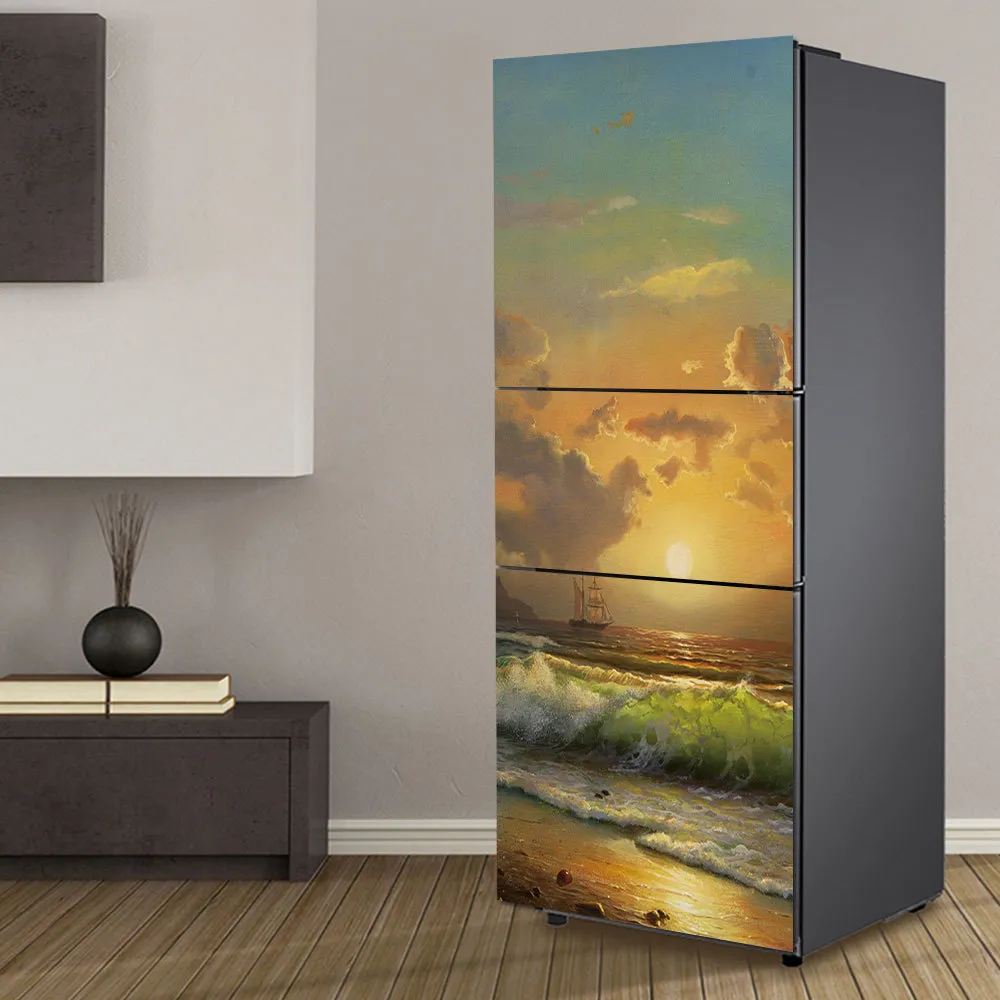 Papel Tapiz De Paisaje Natural Para Refrigerador, Pelar Y Pegar 3D Pegatina De Vinilo, Cubierta De Puerta De Nevera, Decoración De Cocina, Mural, Cartel De Flor - AliExprs