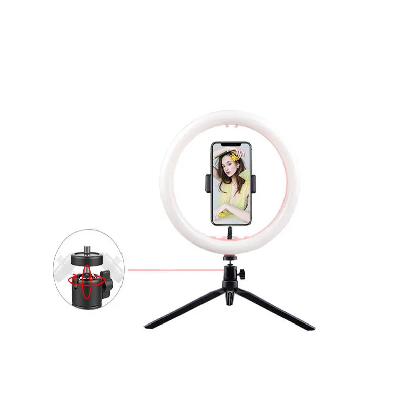 LED Anel Luz fotográfica fotográfica Anel de Selfie para YouTube Telefone Tripod Clip Holder Studio USB Plug Makeup Lights