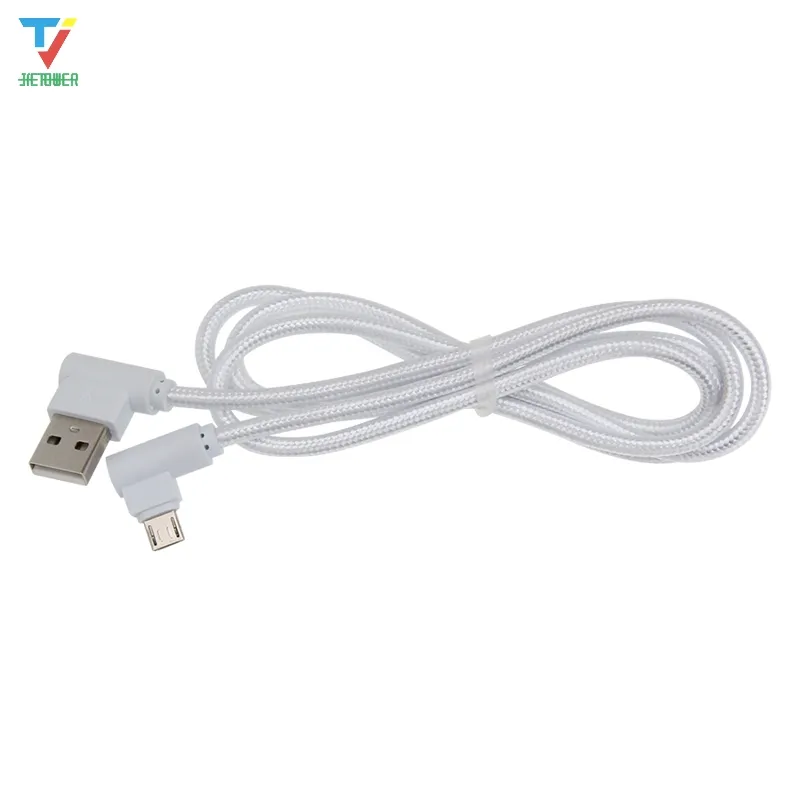 2Sside 90 graus Cabo USB C Micro USB Tipo C Nylon Trançado rápido Cabo de carregador de carregamento para Xiaomi Sony Cable 50 pcs / lote