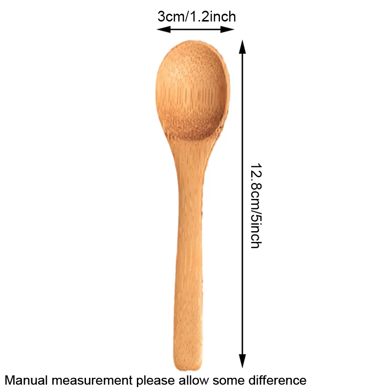 12.8cm/5inch Wooden Spoon Ecofriendly Tableware Bamboo Scoop Coffee Honey Tea Soup Spoon Teaspoon Stirrer Cooking Utensil Tool JY0293