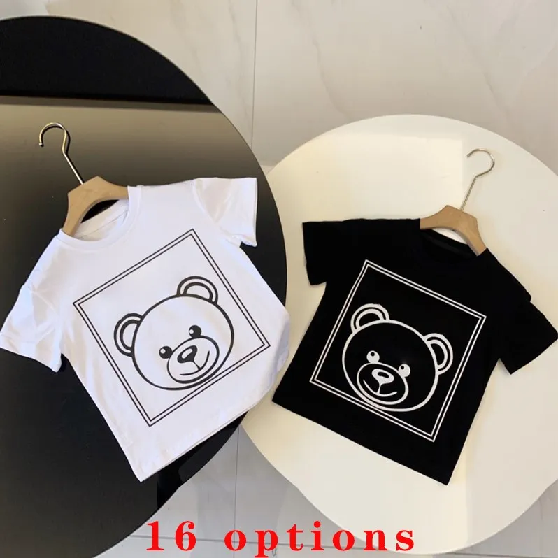 Kids T-shirts Baby Tees Tops Jongen T Shirts Meisje Zomer Mode Tiener Top Klassieke Beer Leuke Brief Kleding T-shirt 16 Stijl Maat 90-150 groothandel unisex witte Kleding