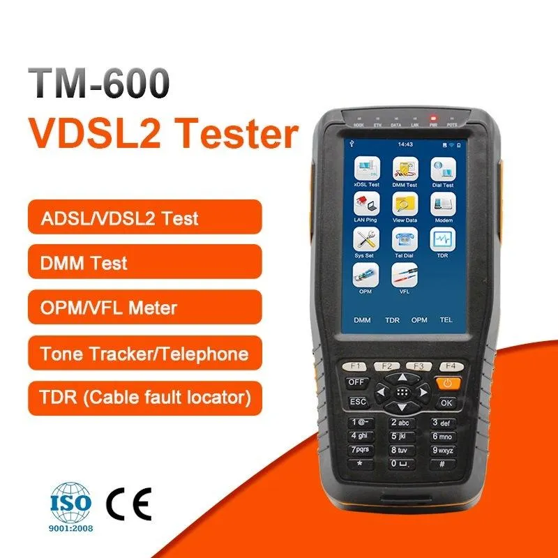 Équipement de fibre optique TM-600 VDSL VDSL2 Testeur ADSL WAN LAN XDSL Test de ligne avec toutes les fonctions (OPM + VLL + TONE Tracker + TDR)