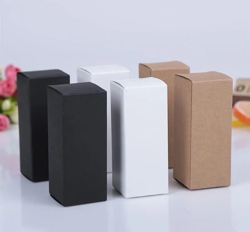 Hediye Paketi 10 Boyutu Siyah Beyaz Kraft Kağıt Karton Kutu Ruj Kozmetik Parfüm Şişesi Kraft Uçucu Yağ Ambalaj