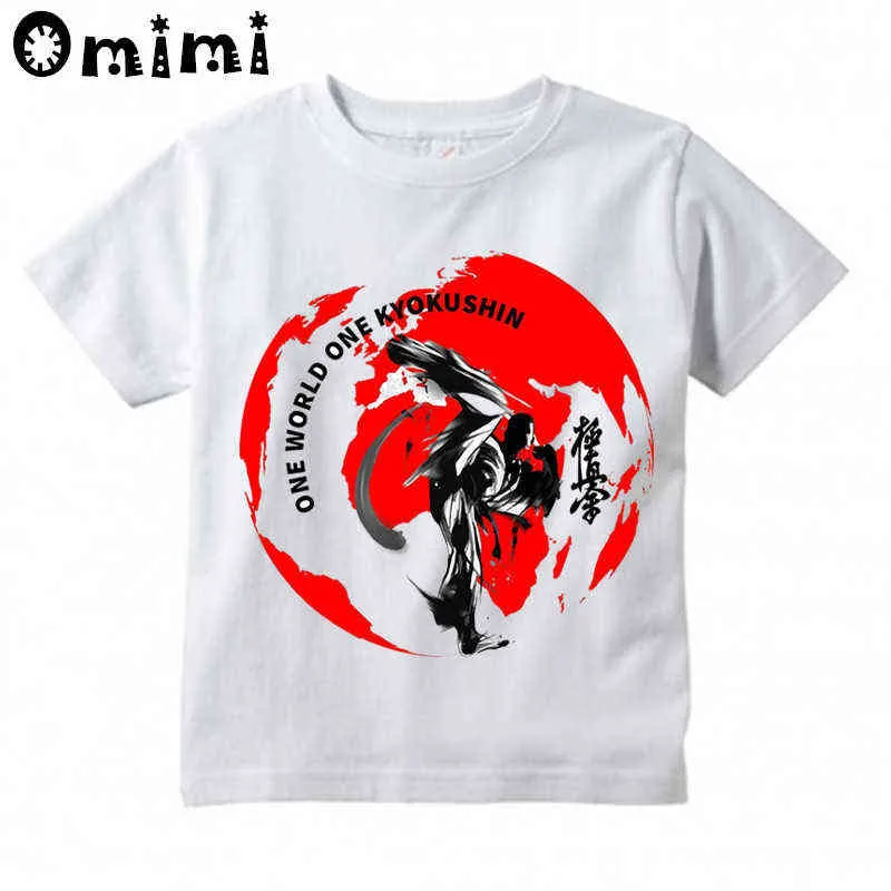 Çocuk Kyokushin Karate Kanji ve Sembol Erkek / Kız Yaz Kısa Kollu Beyaz T Shirt Çocuk Giyim G1224 Tops