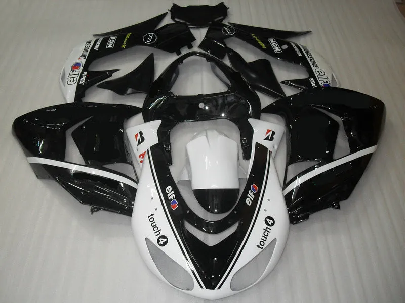 Injektionsform Motorcykel Fairing Kit för Kawasaki Ninja ZX10R 06 07 ZX 10R 2006 2007 ABS Plast Vit Svart Fairings Set + Presenter KX18