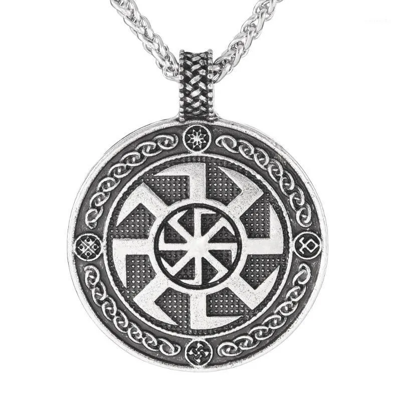 Pendant Necklaces Slavic Kolovrat Yggdrasil Viking World Tree Men Necklace Amulet 1pc Drop