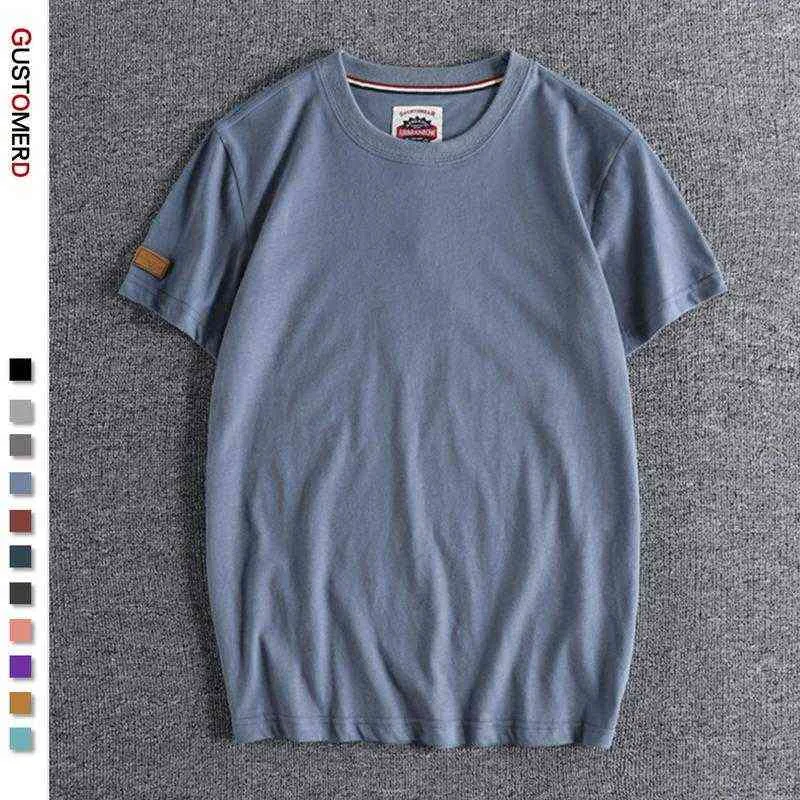 GUSTOMERD New Summer 100% Cotton T Shirt for Men Casual O-neck T-shirt Men High Quality Soft Feel Home and Daily Men's T Shirts G1222
