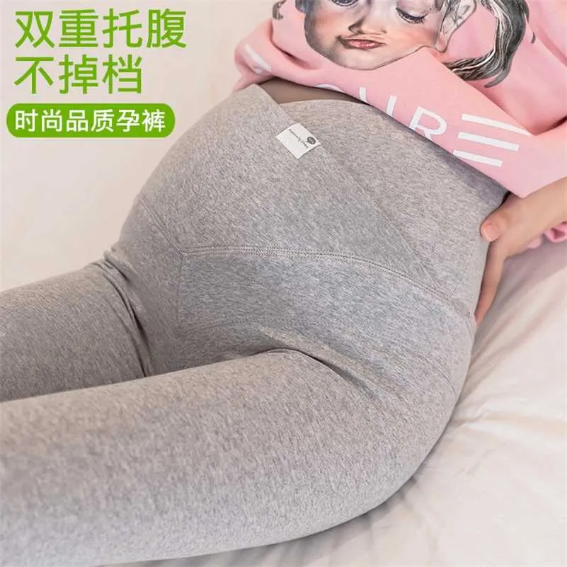 801# Across V Low Waist Belly Cotton Maternity Legging Spring Casual Skinny Pants Clothes for Pregnant Women Autumn Pregnancy 220110