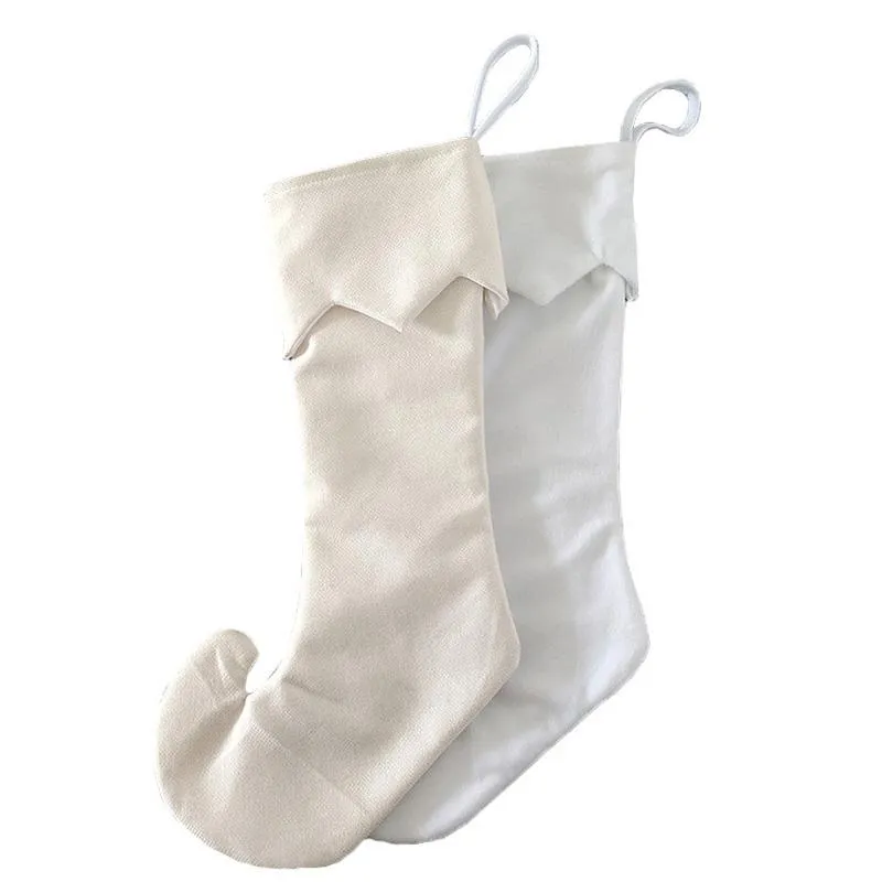 30pcs Meias de Natal Sublimação DIY Branco Em Branco Algodão Rosto Candy Sapato L