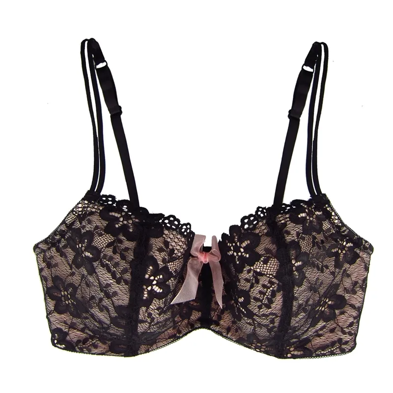 MiaoErSiDai Floral Lace Bras For Women Pink Bow Brassiere Plus Size  Bralette A B C D DD DDD E F G Cup 30 32 34 36 38 40 LJ200821 From Luo02,  $16.82
