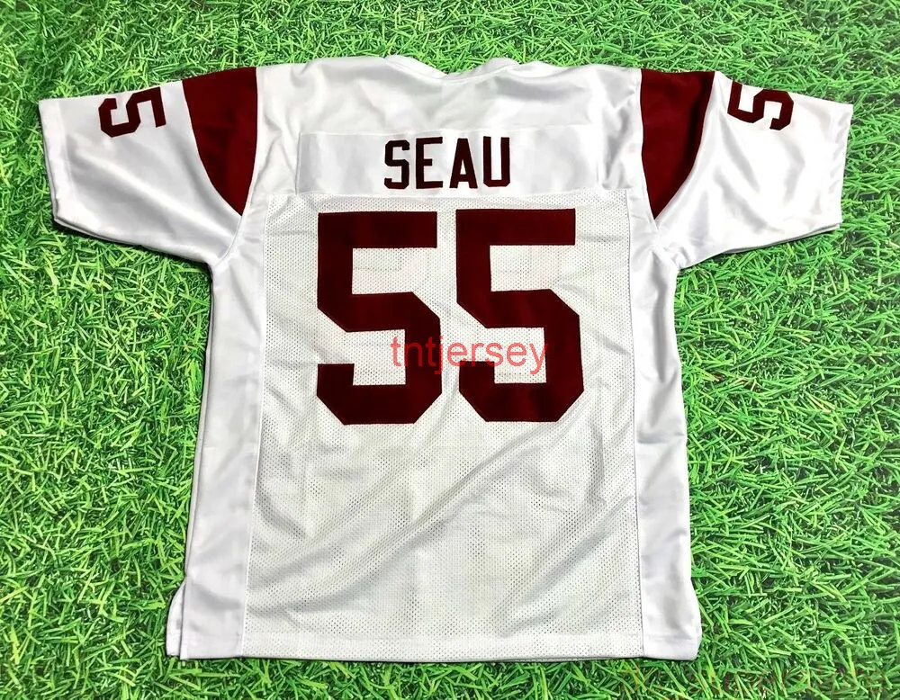 CHEAP CUSTOM JUNIOR SEAU USC TROJANS THROWBACK JERSEY BIANCO SOUTHERN CAL CUCITO AGGIUNGI QUALSIASI NUMERO DI NOME