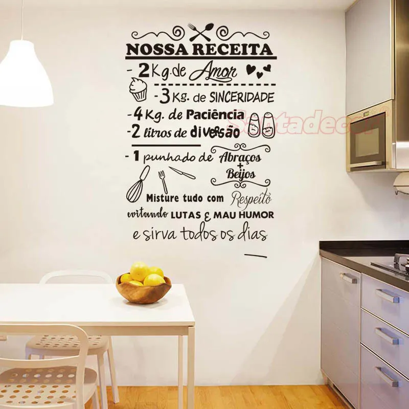 Stickers muraux Nossa Receita Vinyl Wall Art Decal Salon Home Decor Affiche Décoration de la maison portugaise 36 cm x 57 cm 201201