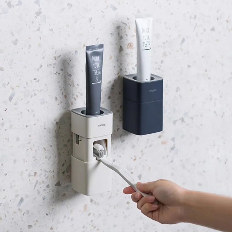 Badkamer automatische tandpasta squeezer hand gratis tand pasta knijpen dispenser eenvoudige pers tandpasta houder badkamer gereedschap gebruik1