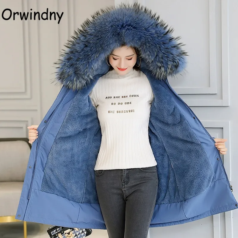 Orwindny Wintermantel Frauen Plus Größe 5XL 6XL Warme Wolle Liner Jacken Damen Große Pelzkragen Gepolsterte Kleidung Schnee Tragen Mäntel 201110