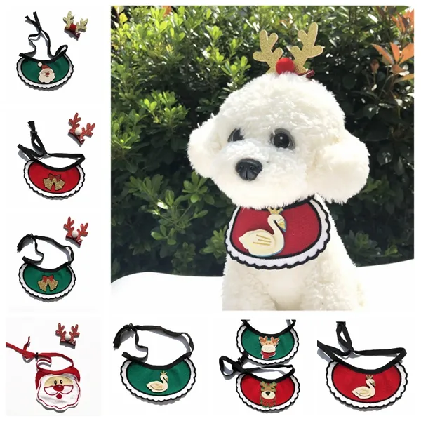 Dogs Bibs Christmas Knitted Bandana dog apparel Pet Supplies Accessories for Scarf Pets puppy Appare Accesorios Elk Hair Ornaments WLL945