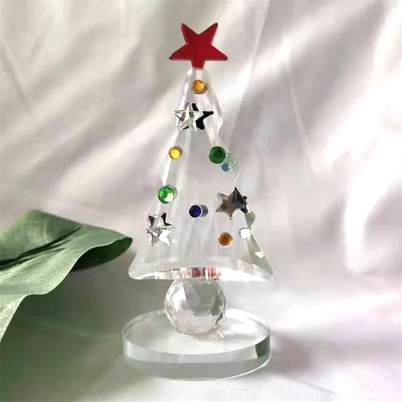 Kristall Weihnachtsbaum Figur Urlaub Briefbeschwerer Sammlung Souvenir handgefertigt Weihnachtsgeschenk Home Tischdekoration 201203