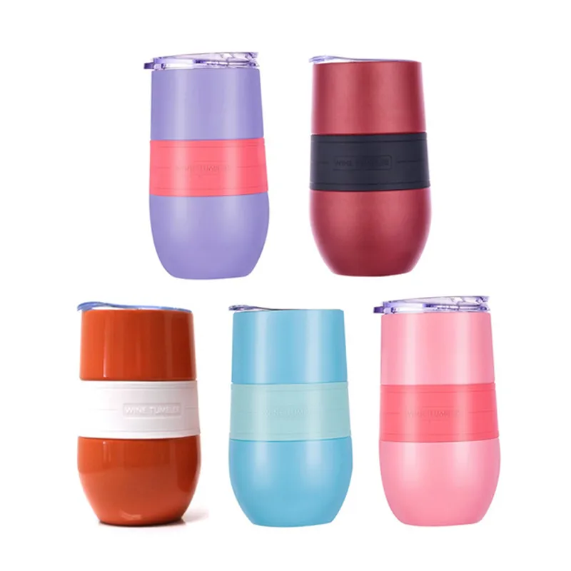 Venda por atacado 16oz ovo forma de vinho tumbler parede dupla escritório de caminhadas de viagem viajar portátil cerveja de cerveja de cerveja de café