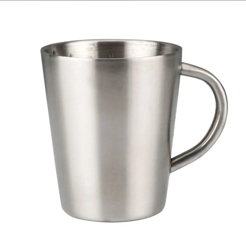 300ML Stainless Steel Mug Double Insulation Coffee Cups Household Simple Water Cup With Handle 