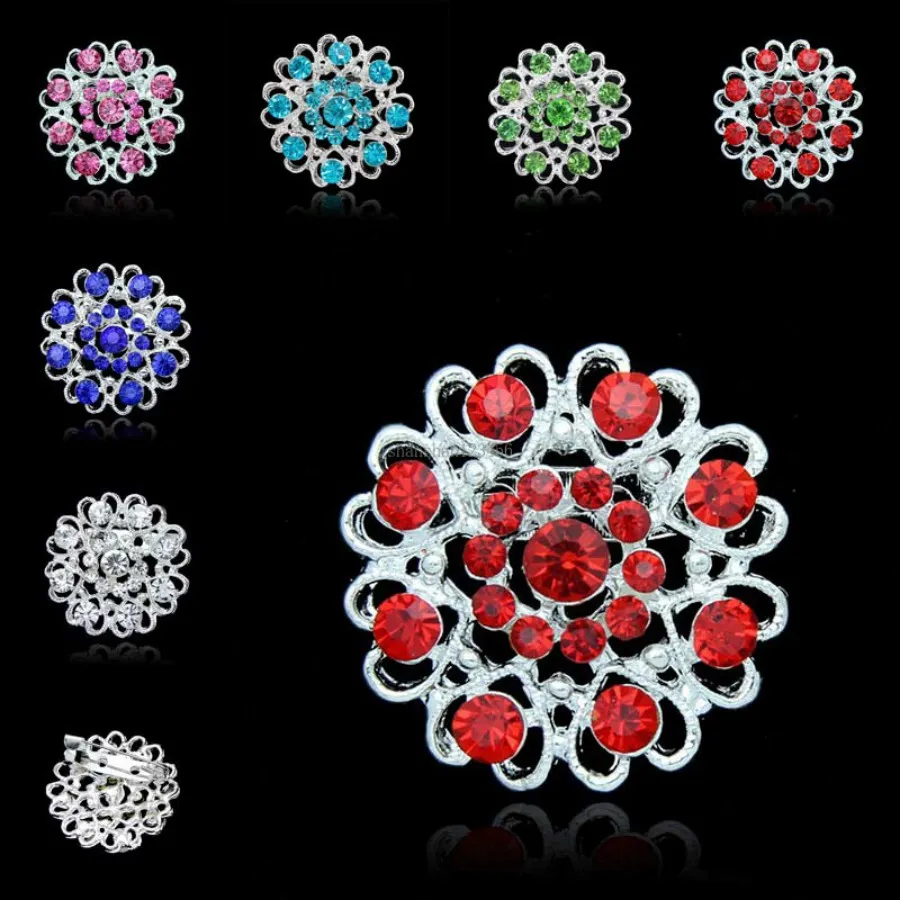 Kvinnor Crystal Love Flower Brosches Pins Diamond Brosches Boutonniere Stick Corsage Wedding Brosch Fashion Jewelry Will and Sandy New