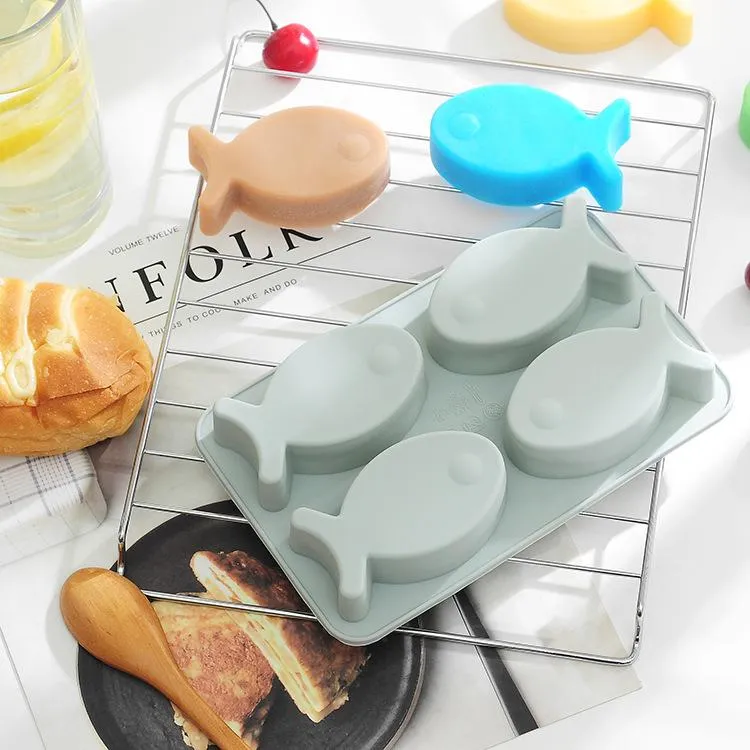 Cakes Tools Silica Gel Rice Cake Baking Mold 4 With Lovely Fish Hand Soap Chocolate Mold Ice Box