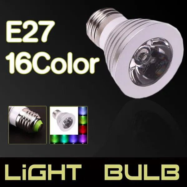 E27 3W 85V-265V 16 اللون التحكم عن بعد عكس الضوء الصمام الأضواء الجديدة وعالية الجودة LED الأضواء الإضاءة الداخلية