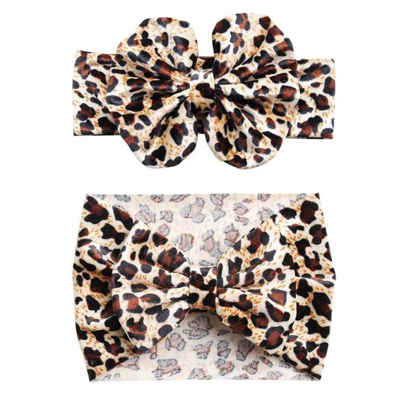 Leopard Bow Elasticヘッドバンド女の子ビッグヘアーバンドの赤ちゃんプリントグリッターヘアバンドヘアアクセサリー