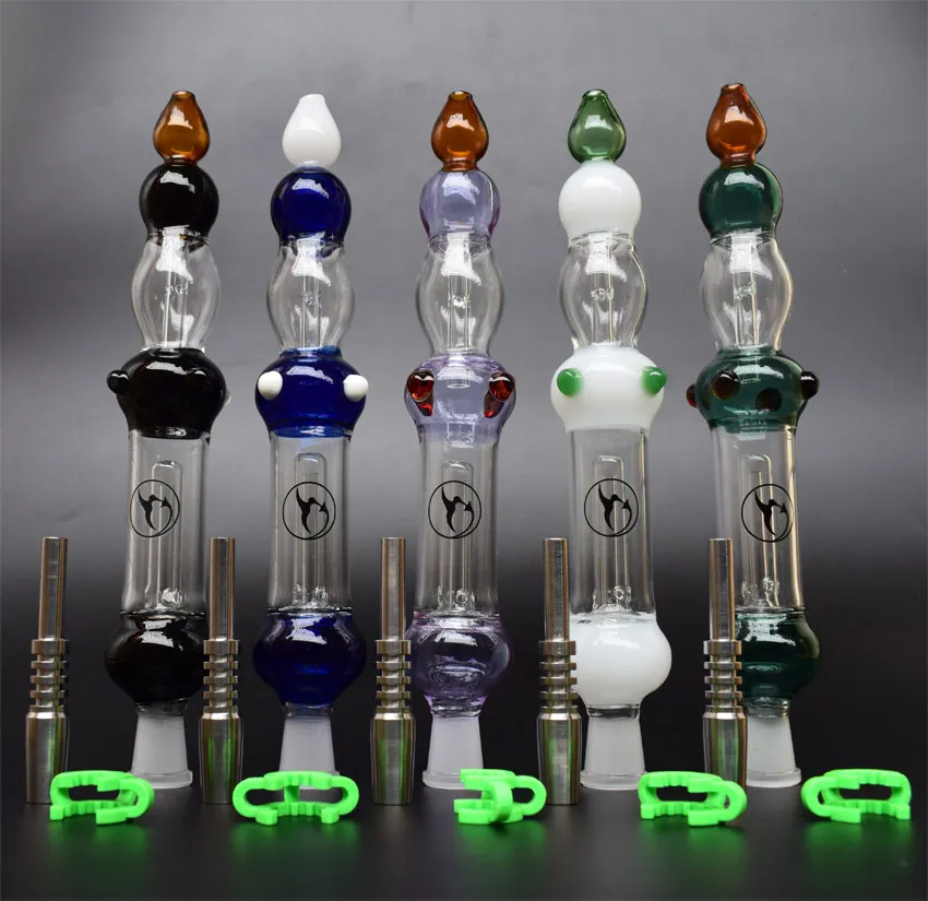 티타늄 팁이있는 과즙 수집기 키트 14mm 거꾸로 된 손톱 흡연 유리 파이프 Oil Rig Concentrate Dab Straw Water Pipes